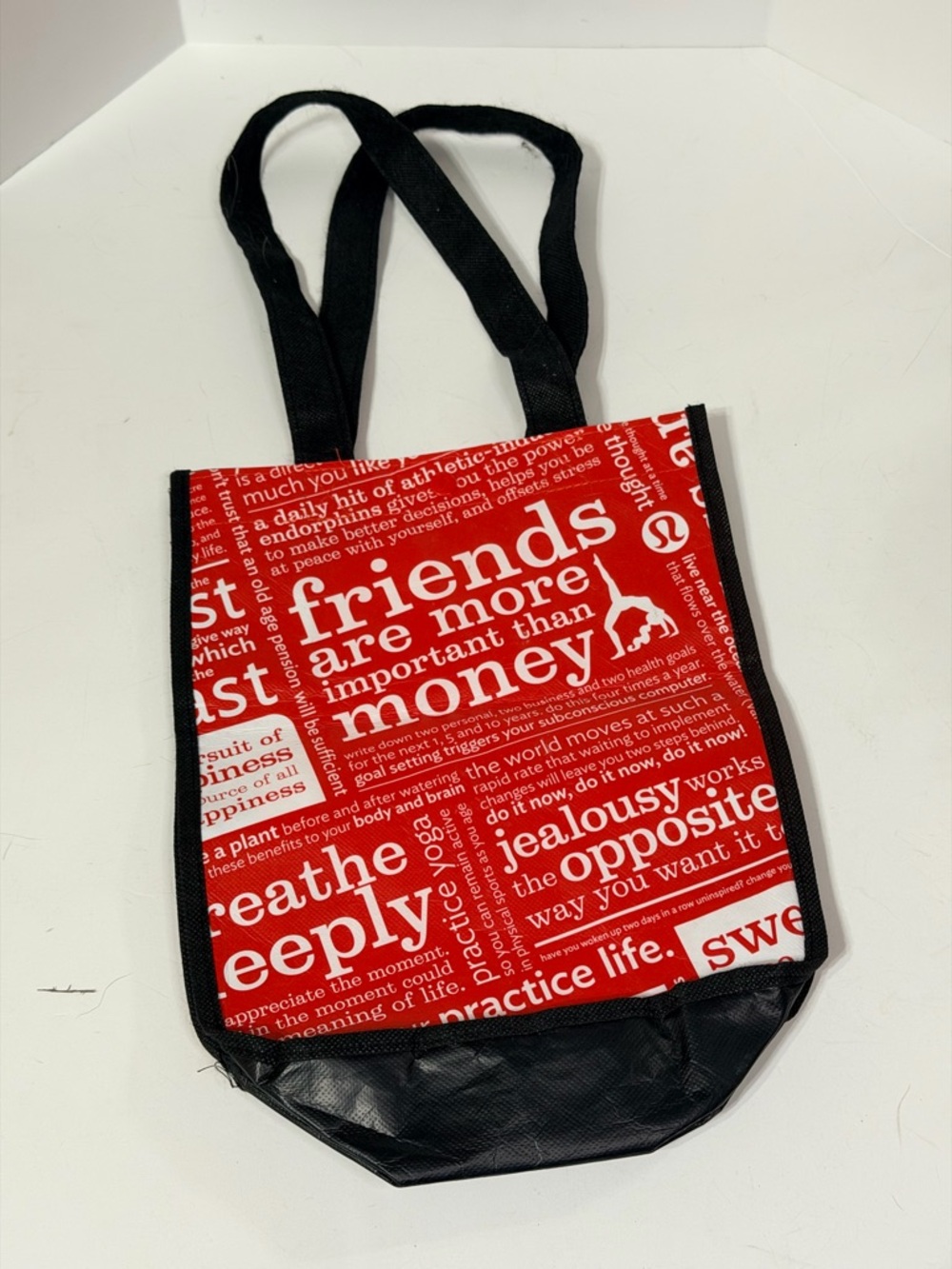 lululemon athletica Red and Black Text-Print Tote
